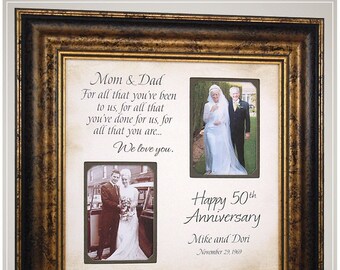Then and Now 50th Parents Golden Anniversary Frame for Grandparents  Parents 25th 40th 50th 60th Anniversary