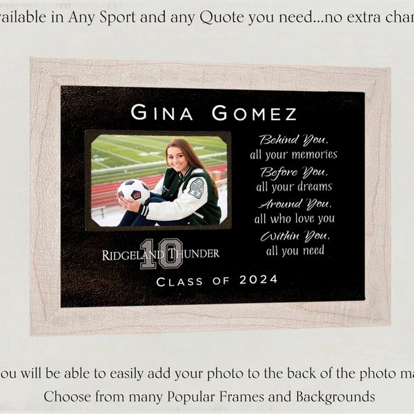 Custom Gifts for Graduating Senior, Graduation Gift Ideas, Personalized Senior Night Soccer Picture Frame, Sports Team Gift, 9x12