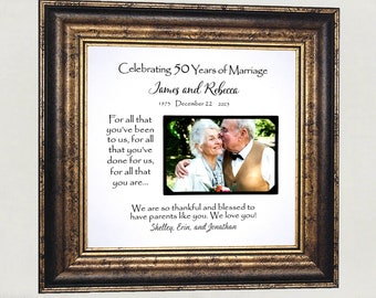 Personalized 50th Anniversary Gift for Parents, Then and Now Wedding Anniversary Photo Picture Frame, Custom 60th Anniversary Gift