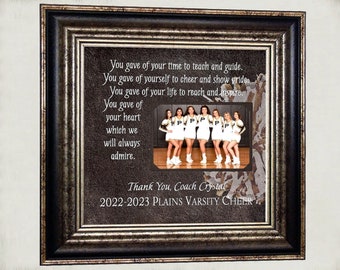 Personalized Cheer Coach Photo Frame, Gift for Dance Coach, Cheerleading Dance Coach, Team Gift for End of Season Senior NIght Banquet