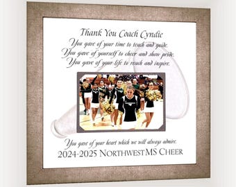 Custom Made Cheer Coach Photo Frame: ANY Sport Team Personalized Coaches Keepsake, Standard 12x12