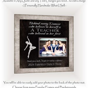 Personalized Dance Teacher Photo Frame: Ciustom Made ANY Team Ballet Coach Gift, 12x12 Mat