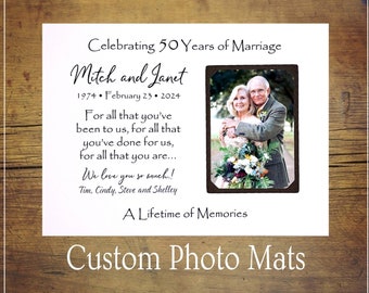50th Wedding Anniversary Picture Frame, 50th Anniversary Gifts for Parents, Golden Anniversary Frame Gift, Parents 60th Anniversary