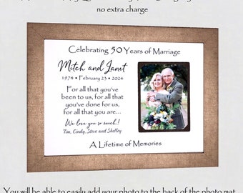 50th Anniversary Gifts for Parents, Golden Anniversary Frame Gift, Parents 60th Anniversary, 50th Wedding Anniversary Picture Frame