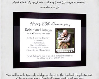 50th Anniversary Gifts for Parents, Personalized Anniversary Photo Frame, 60th Anniversary Gifts for Parents, Custom 9x12 Photo Mats