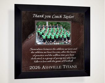 Personalized Football Coach Team Appreciation Photo Frame: Custom Made ANY Sport Text, 12x12 Mat