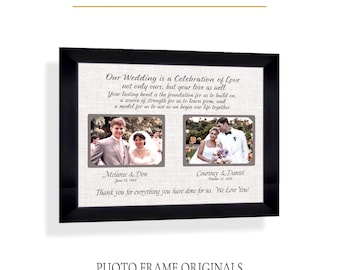 Wedding Then Now Photo Frame, Custom Made ANY Year Message Keepsake Gift. 11x14 Mat