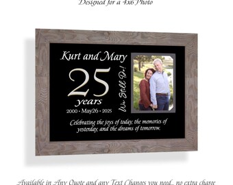 Personalized 25th Anniversary Photo Frame, ANY Year Then and Now Wedding Gift, 9x12 Mat