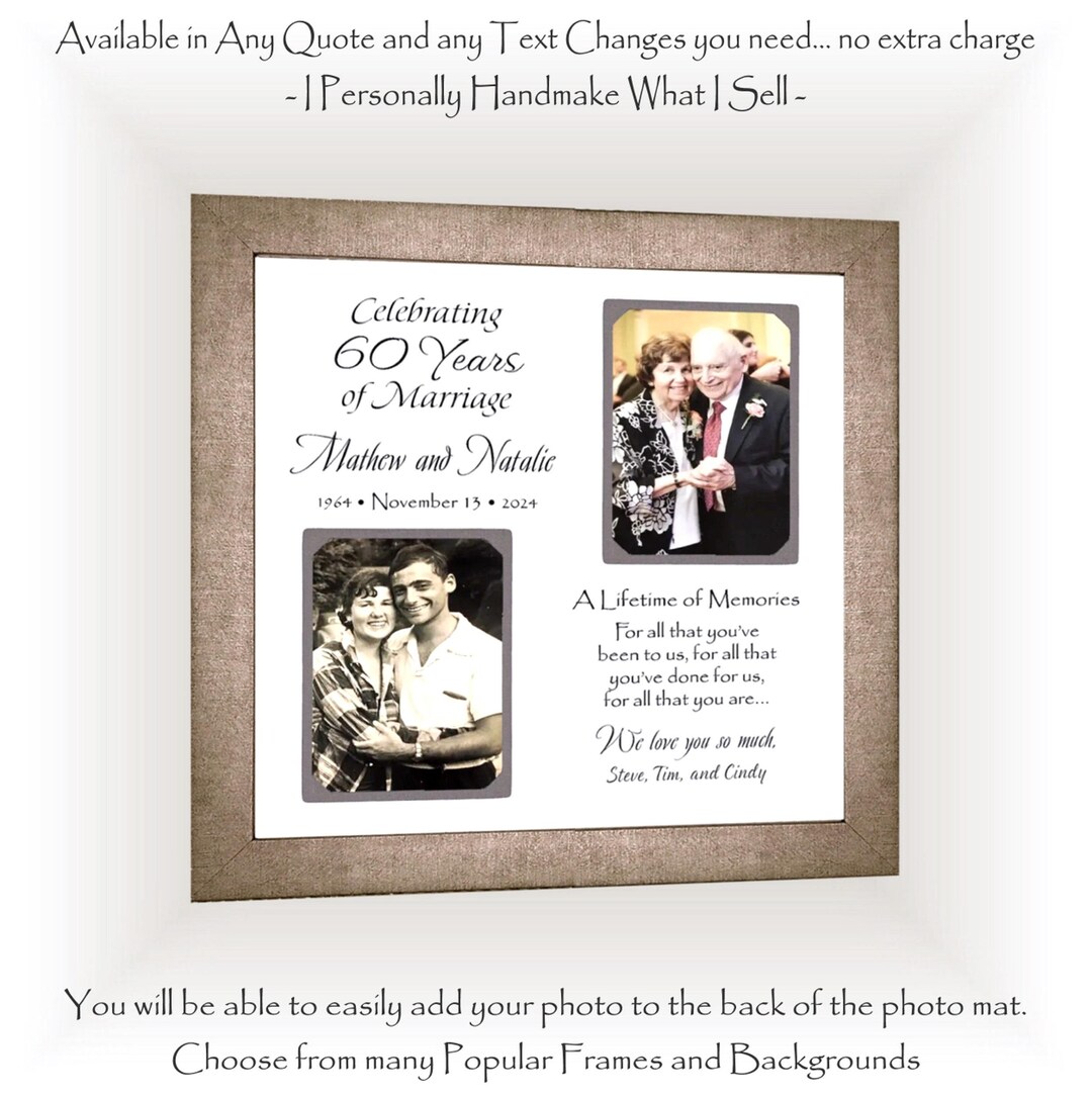 Elegant Diamond Anniversary Photo Frame for 60th Wedding Anniversary ...