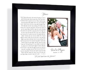 Father of the Bride Gift ~ Personalized First Dance Song Lyrics Photo Mat for 12x12 Frame - 5x7 Father Daughter Wedding Photo Keepsake