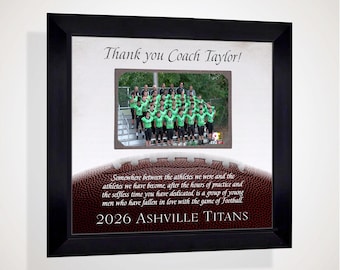 Personalized Football Coach Team Appreciation Photo Frame: Custom Made ANY Sport Text, 12x12 Mat