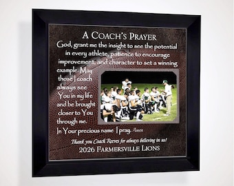 Personalized Football Coach Photo Frame Gift: Custom Made ANY Team Sport Quote, 12x12