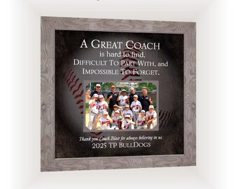 Custom Made Baseball Coach Photo Frame: Personalized ANY Sport Team Gift, 12x12 Mat