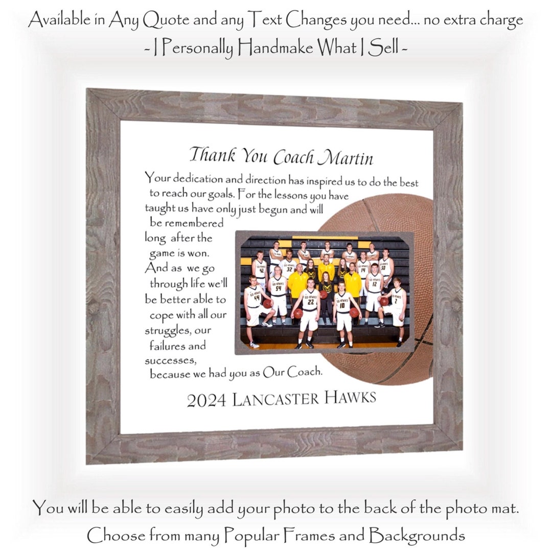 Custom Basketball Coach Thank You Gift Frame for 5x7 Photos ...