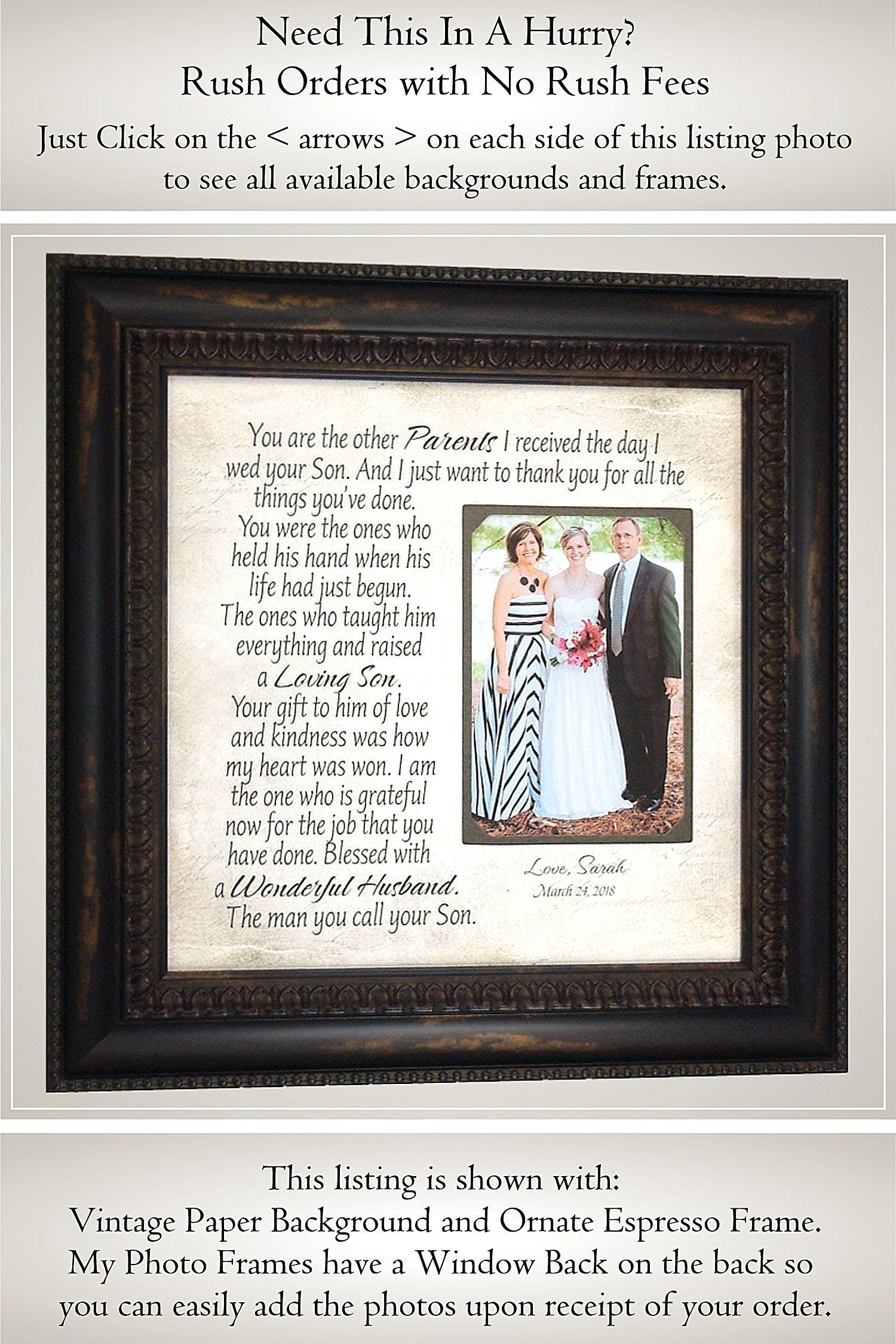 InLaws WEDDING GIFT PARENTS Gift Bride Gift to Parents Etsy