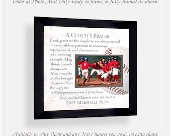 Personalized Baseball Coach Photo Frame - Custom Made ANY Team Sport Gift, 12x12 Mat