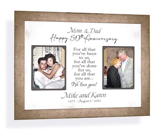 Then and Now Frame 50th Anniversary Gift Parents: Custom Made ANY Year, 11x14 Mat