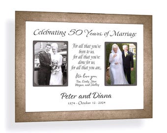50th Anniversary Then Now Photo Frame: Custom Made ANY Year Wedding Gift, 11x14