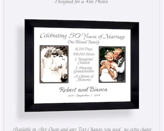 Anniversary Photo Collage: Handmade Sliding 4-Photo Mat, 11x14 Frame