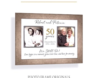 Custom Made 50th Anniversary ANY YEAR Message: Personalized Parents Photo Frame Keepsake, 9x12 Mat
