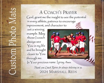 Baseball Coach Thank You Gift from Team End of Season Senior Night, Peronalized Custom Baseball Coach Picture Frame Photo Mat