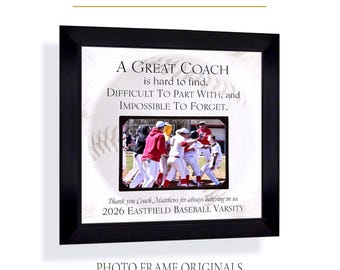 Personalized ANY Team Sport Photo Frame: Custom Made Baseball Coach Gift, 12x12