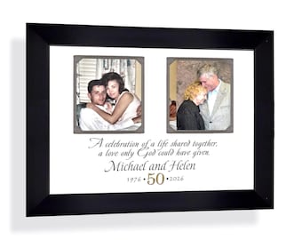 Personalized 50th Anniversary Photo Frame: Custom Made ANY Wedding Quote Names, 9x12