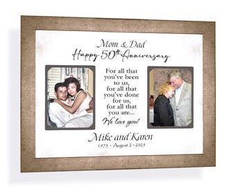 Personalized 50th Anniversary Photo Frame: Custom Made ANY Year Then Now Text, 11x14 Mat