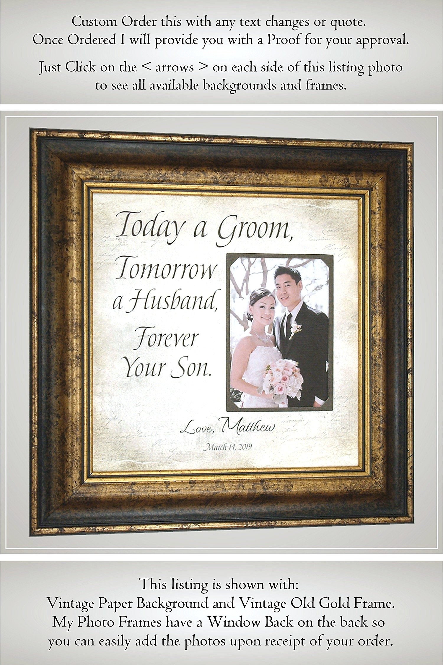 Wedding Frame for Groom Parents Wedding Gift for mother of Etsy