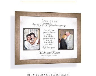Personalized 50th Anniversary Keepsake Frame: Custom Made ANY Year Then Now Photos, 11x14 Mat