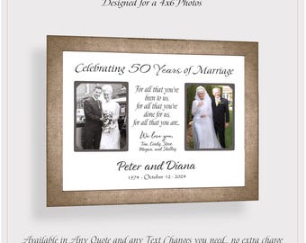 Anniversary Picture Frame, Personalized ANY Year Then and Now Keepsake