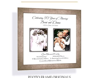 Custom Made Parents 50th Anniversary ANY Year Photo Frame, Personalized Then Now, 12x12 Mat