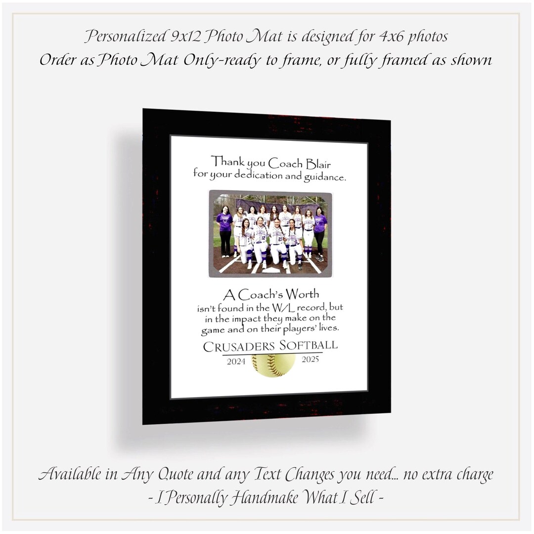 Softball Lessons Frame Personalized Softball Coach Photo Frame: End of Season Gift, 9x12 - Etsy