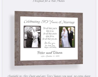 50th Anniversary Then Now Photo Frame: Custom Made ANY Year Wedding Gift, 11x14 Mat