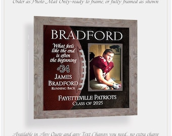 Personalized Football Senior Graduation Photo Frame: Custom Made ANY Sport Team Quote, 12x12 Mat