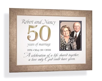 Personalized 50th Anniversary Then Now Photo Frame: Custom Made Wedding  ANY Year, 9x12