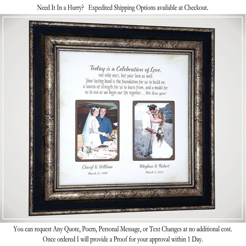 Wedding Gift for Parents, Custom Wedding Photo Frame, Mother of the Bride Gift, 