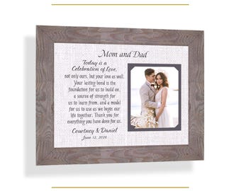 Personalized Wedding Frame Parents of Bride Groom: Custom Made ANY Quote Keepsake, 8x10 Mat