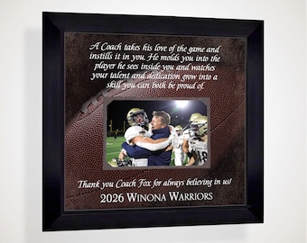 Custom Made Football Coach Photo Frame: Personaized ANY Team Coaches Message, 12x12