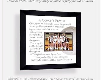 Custom Made Volleyball Coach Photo Frame: Personalized ANY Sport Team Quote, 12x12 Mat