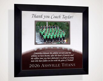 Custom Made Football Coach Team Appreciation Photo Frame: Personalized ANY Sport Text, 12x12 Mat