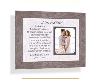 Personalized Wedding Photo Frame for Parents, Custom Made ANY Quote Keepsake, 8x10 Mat