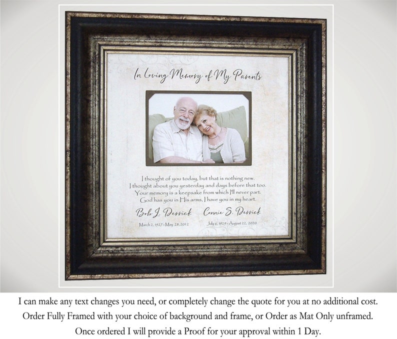 In Loving Memory Memorial Photo Picture Frame Personalized Etsy