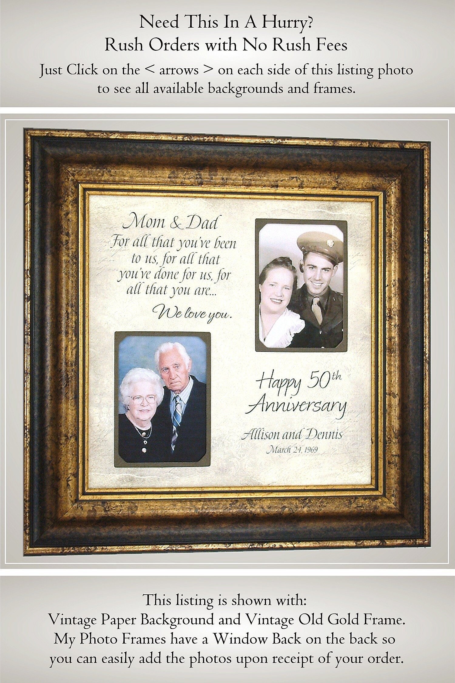 Anniversary Frame Then and Now Picture Frame 50th Etsy