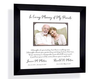 Personalized Parents Grandparents Memorial Photo Frame: Custom Made ANY Text In Memory,  12x12 Mat