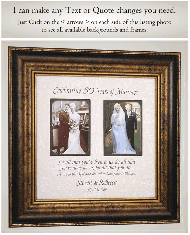 50th Anniversary Gifts Then and Now Picture Frame for Parents Anniversary Gift Golden Anniversary Gift for Parents 50th Anniversary Party