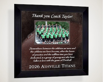 Custom Made Football Coach Team Appreciation Photo Frame: Personalized ANY Sport Text, 12x12 Mat