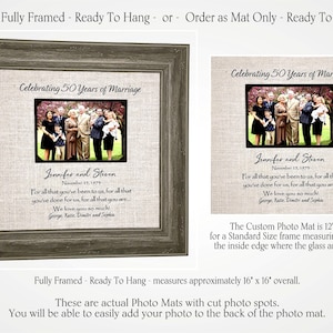 50th Wedding Anniversary Gift for Parents Golden Anniversary, Custom Personalized Wedding Anniversary Photo Picture Frame Mat image 2