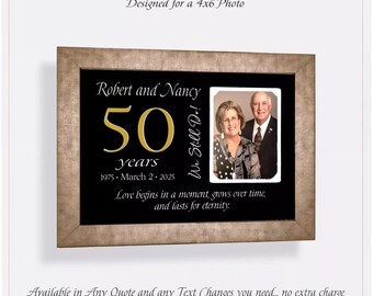 Custom Made 50th Anniversary Photo Frame: Personalized Wedding Gift ANY Year Message, 9x12 Mat