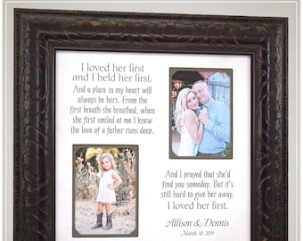 Personalized Wedding Picture Frame, Unique Wedding Gift for Dad Father of the Bride, Handmade Wedding Gifs Custom Photo Frame,